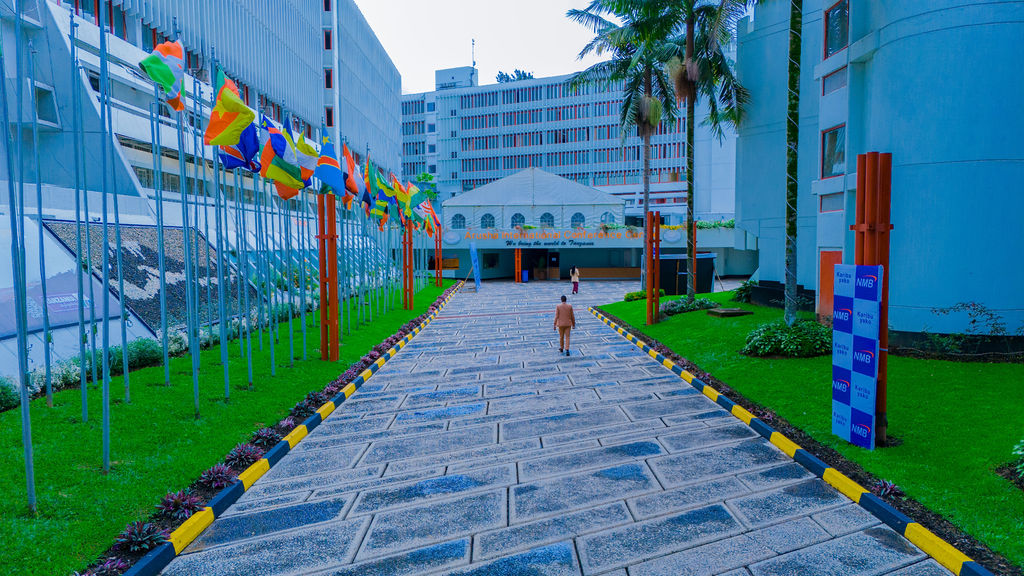 AICC Entrance with Flags
